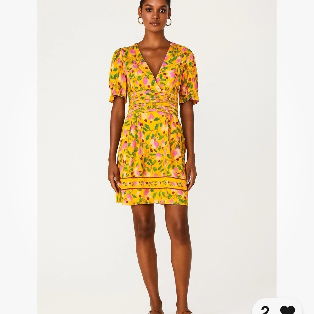 FARM Rio Yellow and Pink Floral Dress